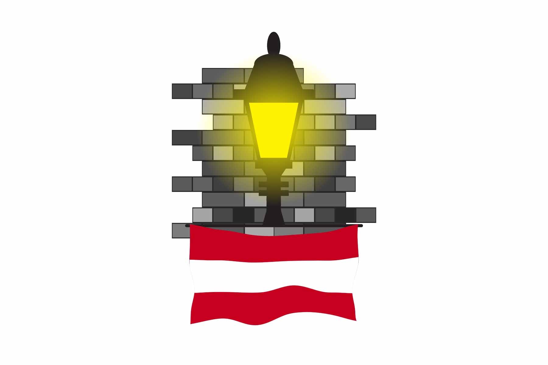 Austria Town Street Lamp Bricks Sticker & Magnet