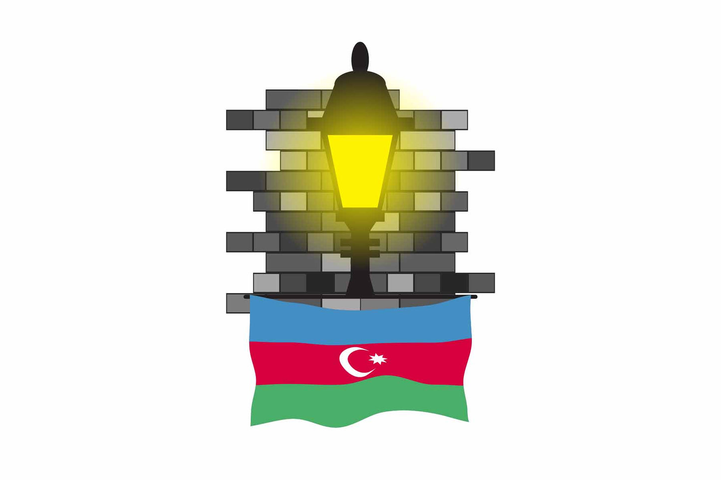 Azerbaijan Town Street Lamp Bricks Sticker & Magnet