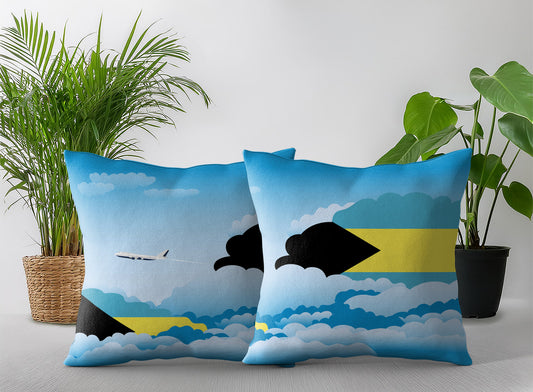 Bahamas World Airplane Day Clouds Square & Rectangle Pillow Cases | Aviation Decorative Pillow Covers