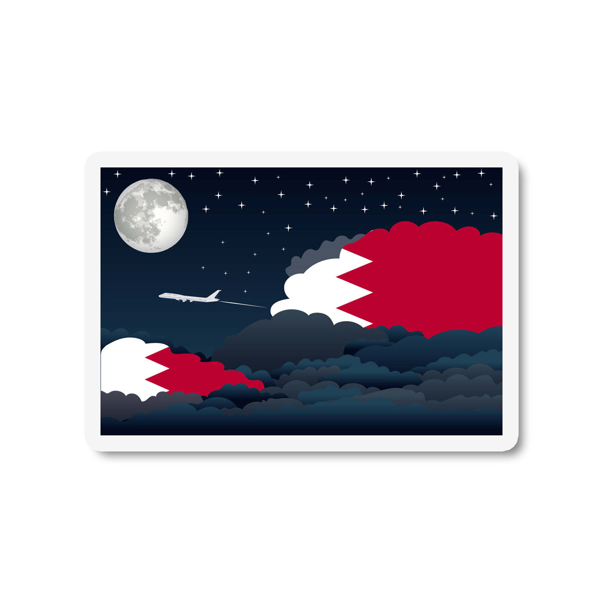 Bahrain Airplane Night Clouds Sticker & Magnet