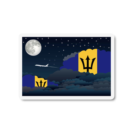 Barbados Airplane Night Clouds Sticker & Magnet