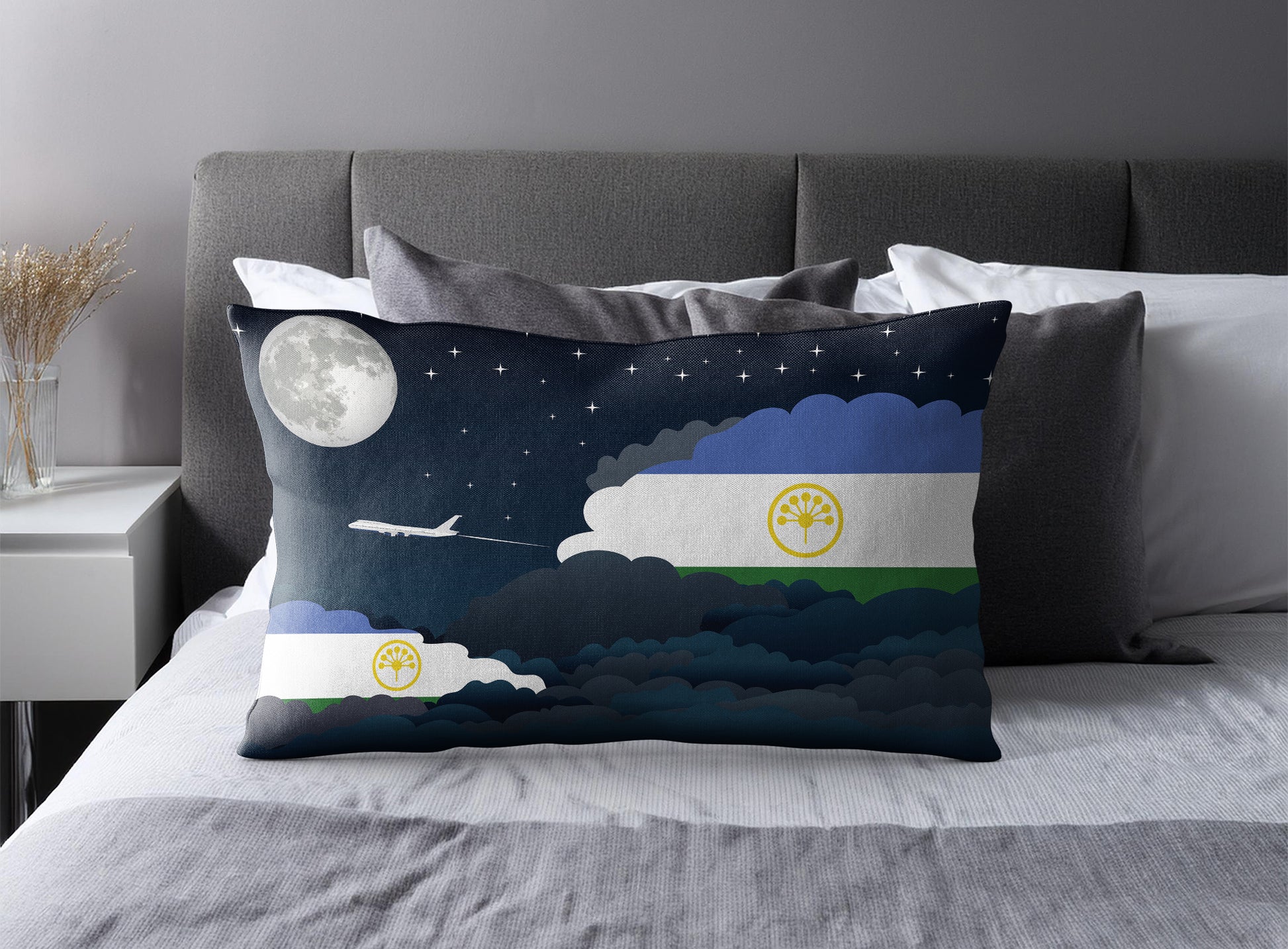Bashkortostan World Airplane Night Clouds Square & Rectangle Pillow Cases | Aviation Night Sky Pillow Covers