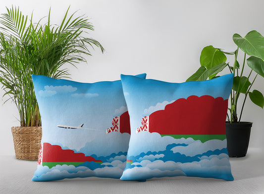 Belarus World Airplane Day Clouds Square & Rectangle Pillow Cases | Aviation Decorative Pillow Covers