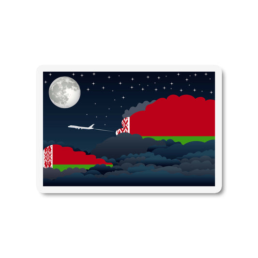 Belarus Airplane Night Clouds Sticker & Magnet