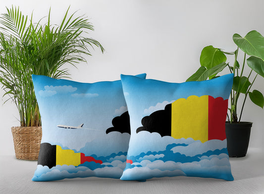 Belgium World Airplane Day Clouds Square & Rectangle Pillow Cases | Aviation Decorative Pillow Covers