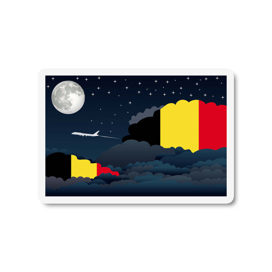 Belgium Airplane Night Clouds Sticker & Magnet