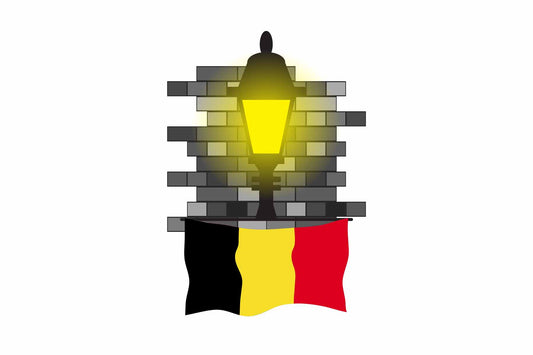 Belgium Town Street Lamp Bricks Sticker & Magnet