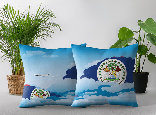 Belize World Airplane Day Clouds Square & Rectangle Pillow Cases | Aviation Decorative Pillow Covers