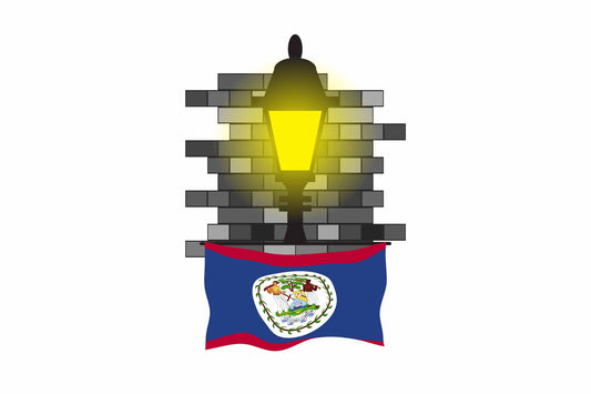 Belize Town Street Lamp Bricks Sticker & Magnet