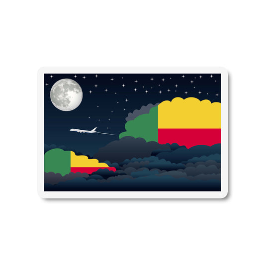 Benin Airplane Night Clouds Sticker & Magnet