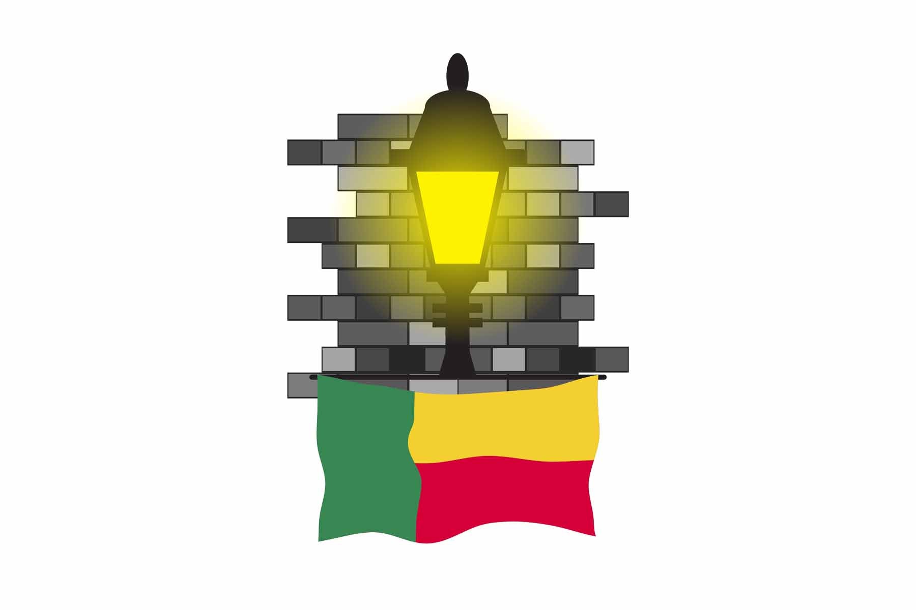 Benin Town Street Lamp Bricks Sticker & Magnet