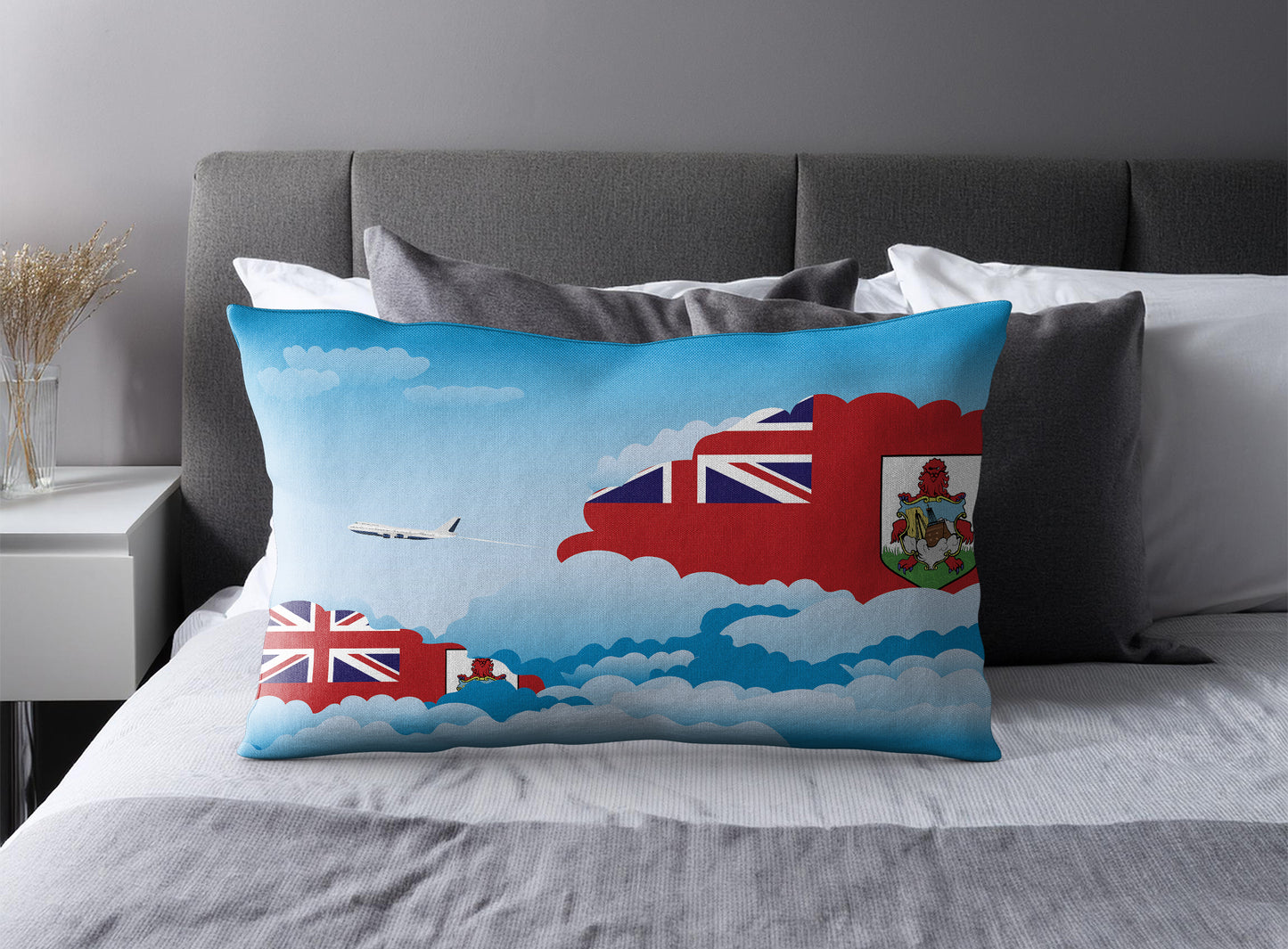 Bermuda World Airplane Day Clouds Square & Rectangle Pillow Cases | Aviation Decorative Pillow Covers