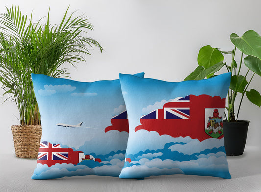 Bermuda World Airplane Day Clouds Square & Rectangle Pillow Cases | Aviation Decorative Pillow Covers