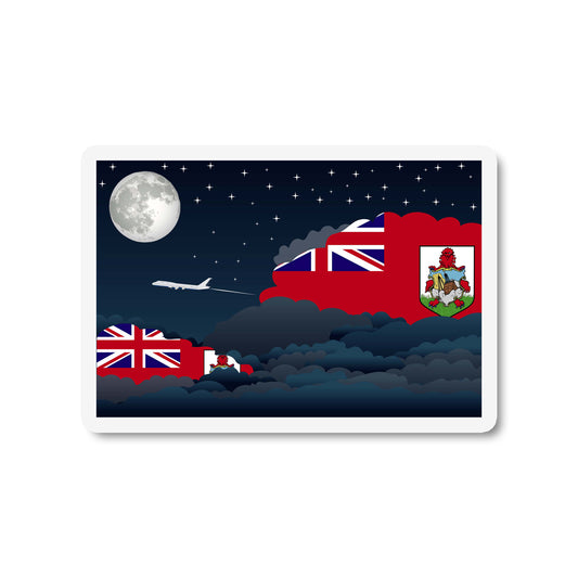 Bermuda Airplane Night Clouds Sticker & Magnet