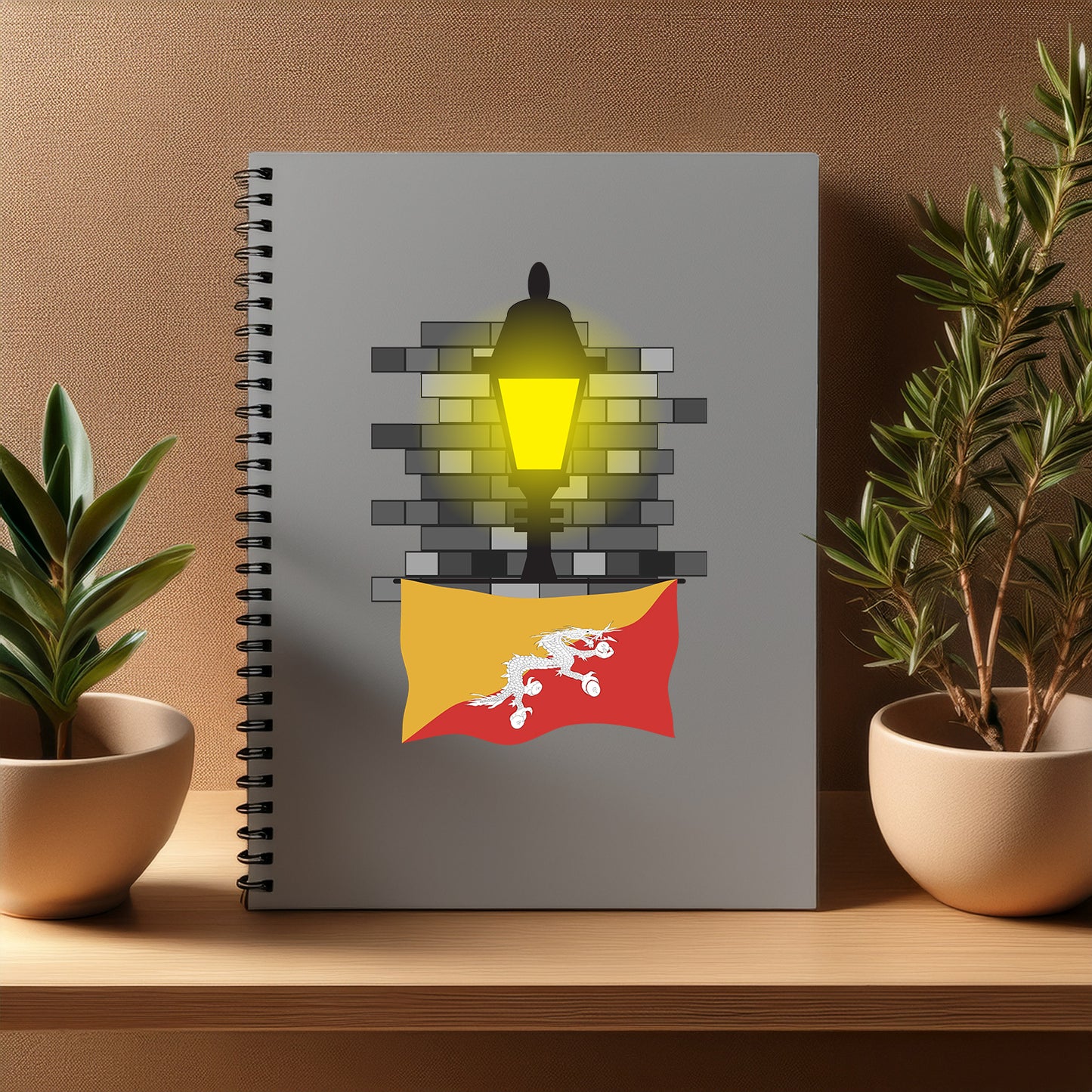 Bhutan  Street Lamp Bricks Notebook