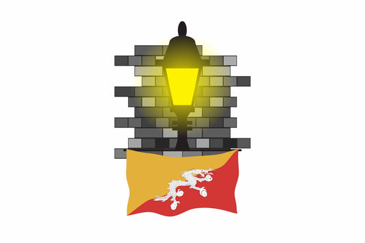 Bhutan Town Street Lamp Bricks Sticker & Magnet