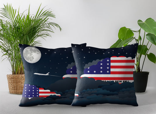 Bikini Atoll World Airplane Night Clouds Square & Rectangle Pillow Cases | Aviation Night Sky Pillow Covers
