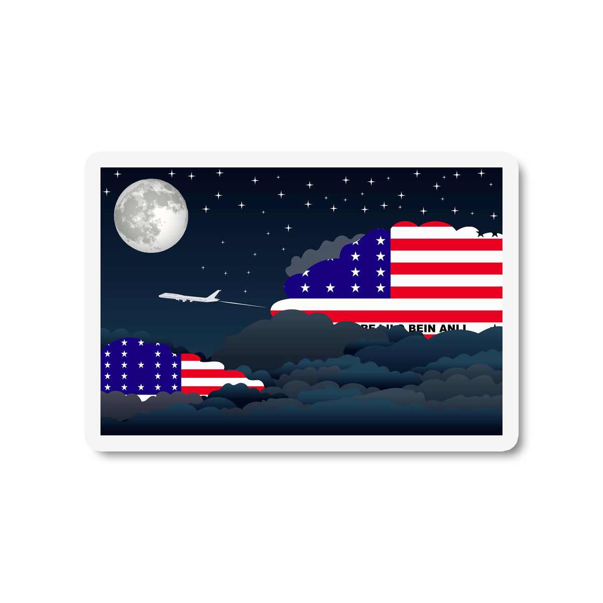 Bikini Atoll Airplane Night Clouds Sticker & Magnet