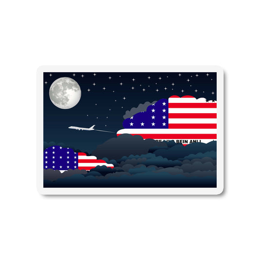 Bikini Atoll Airplane Night Clouds Sticker & Magnet