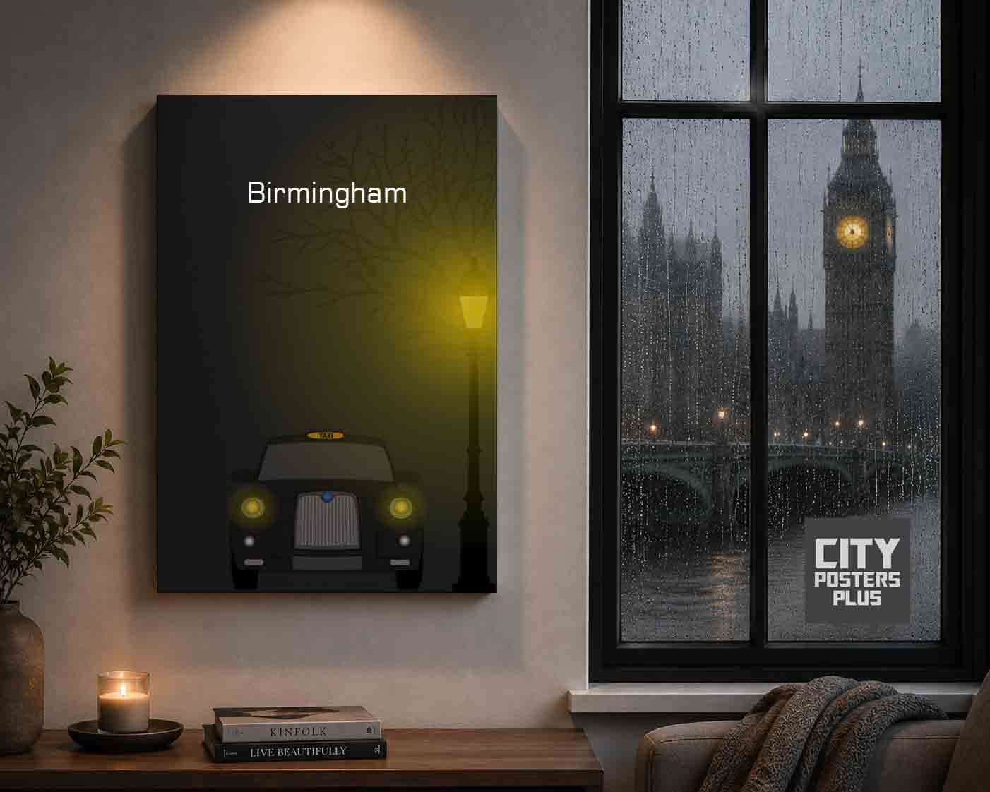 Birmingham Taxi Black Canvas Wrapped | 360 Images Plus