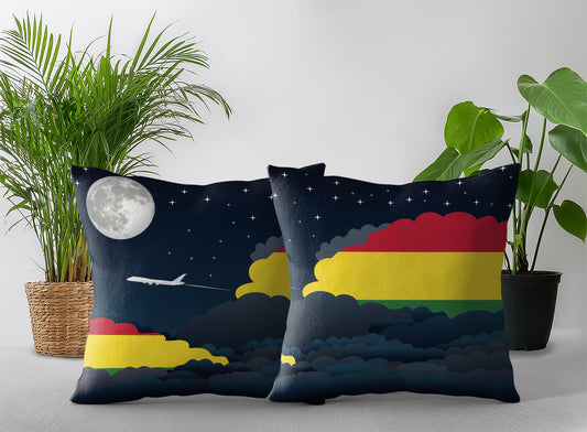 Bolivia World Airplane Night Clouds Square & Rectangle Pillow Cases | Aviation Night Sky Pillow Covers