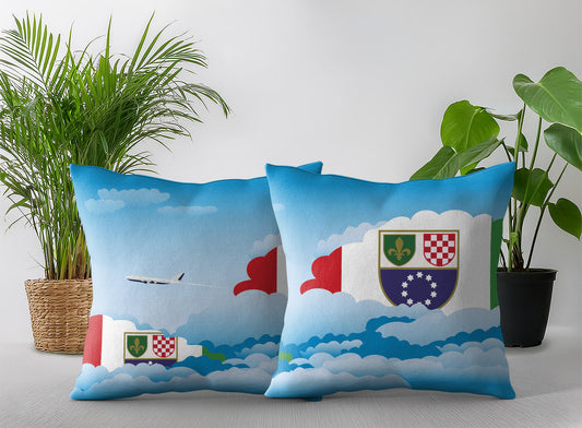 Bosnia Case and Herzegovina Federation of World Airplane Day Clouds Square & Rectangle Pillow Cases | Aviation Decorative Pillow Covers