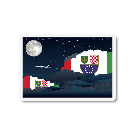Bosnia and Herzegovina Airplane Night Clouds Sticker & Magnet