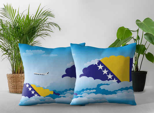 Bosnia Case and Herzegovina World Airplane Day Clouds Square & Rectangle Pillow Cases | Aviation Decorative Pillow Covers
