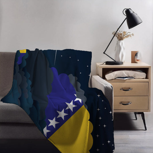 Bosnia Case and Herzegovina Night Clouds Blankets & Throws | Premium Soft Blankets | City Posters Plus