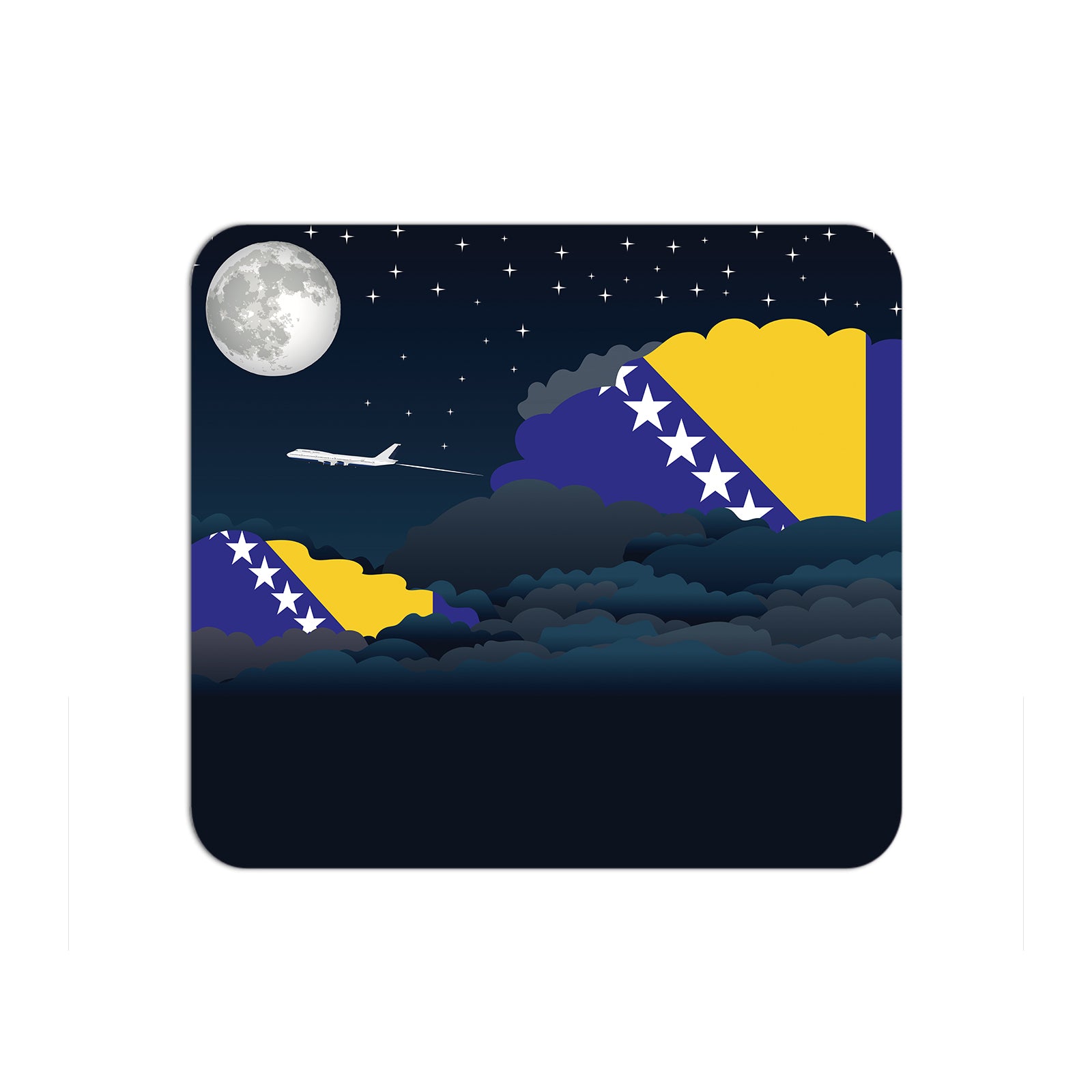 Bosnia and Herzegovina Airplane Airport Flight Night Clouds Mousepad 