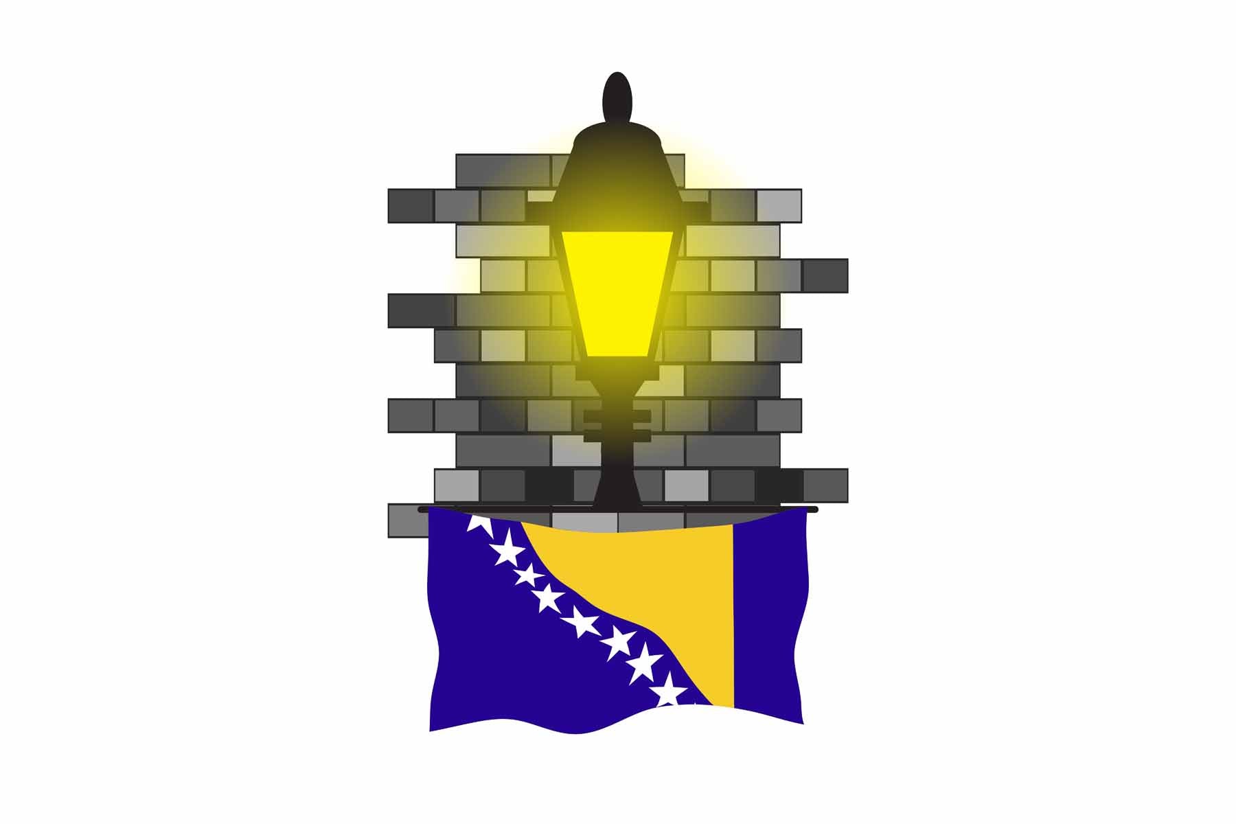Bosnia and Herzegovina Town Street Lamp Bricks Sticker & Magnet