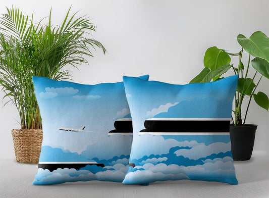 Botswana World Airplane Day Clouds Square & Rectangle Pillow Cases | Aviation Decorative Pillow Covers