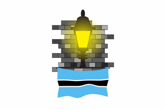 Botswana Town Street Lamp Bricks Sticker & Magnet