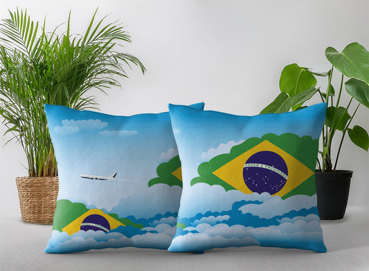 Brazil World Airplane Day Clouds Square & Rectangle Pillow Cases | Aviation Decorative Pillow Covers