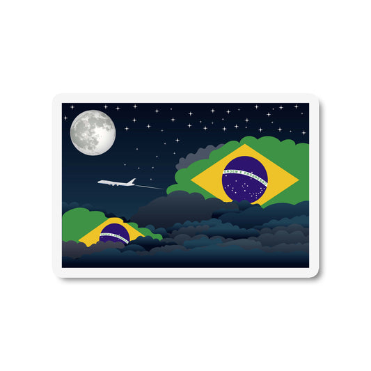 Brazil Airplane Night Clouds Sticker & Magnet