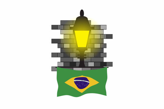 Brazil Town Street Lamp Bricks Sticker & Magnet