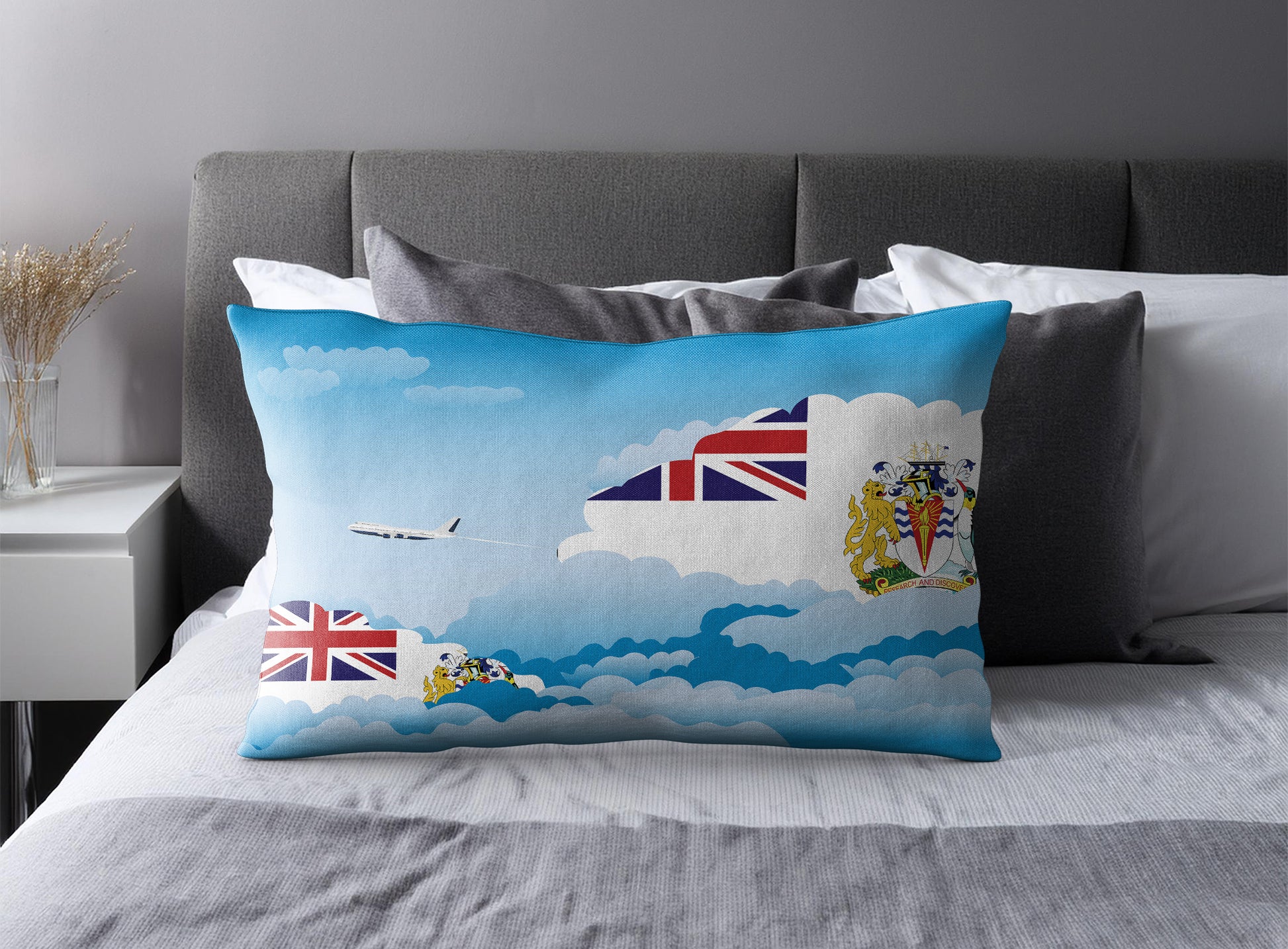 British Antarctic Territory World Airplane Day Clouds Square & Rectangle Pillow Cases | Aviation Decorative Pillow Covers