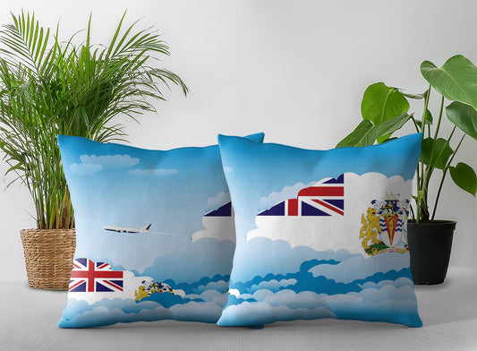 British Antarctic Territory World Airplane Day Clouds Square & Rectangle Pillow Cases | Aviation Decorative Pillow Covers