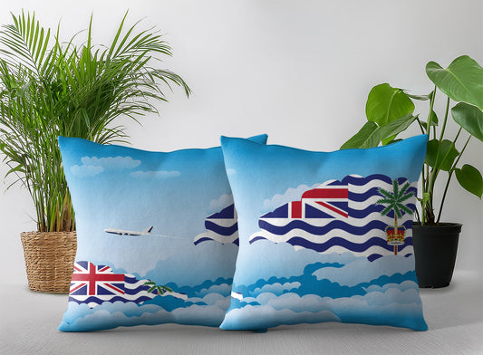 British Indian Ocean Territory World Airplane Day Clouds Square & Rectangle Pillow Cases | Aviation Decorative Pillow Covers