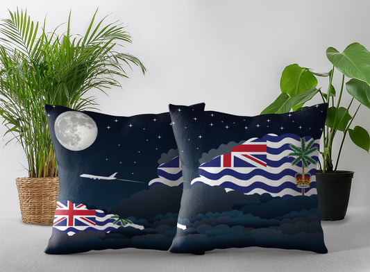 British Indian Ocean Territory World Airplane Night Clouds Square & Rectangle Pillow Cases | Aviation Night Sky Pillow Covers