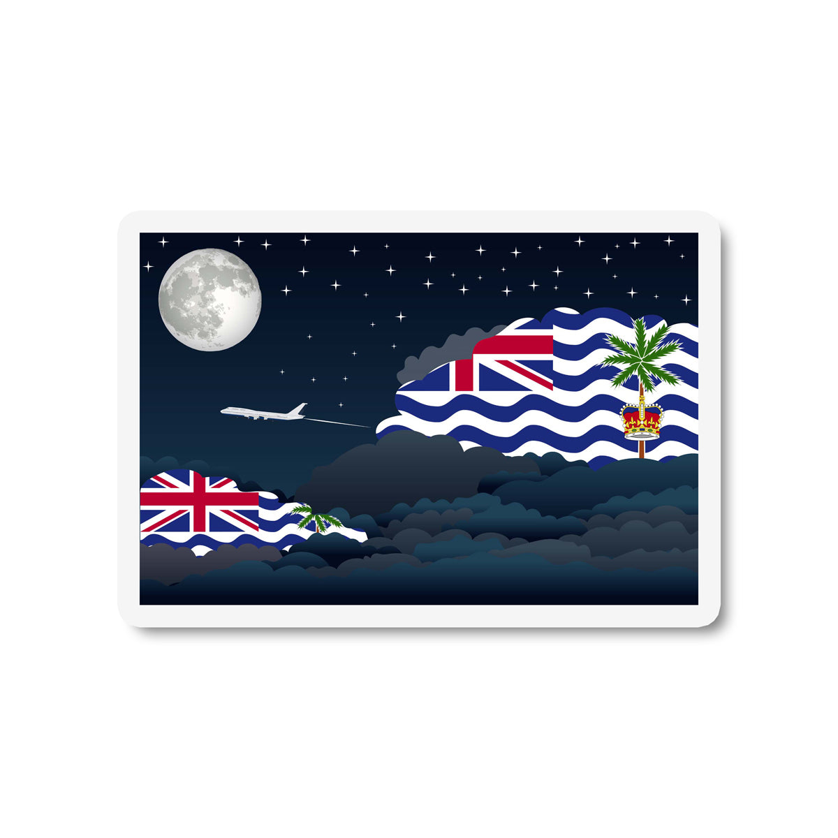 British Indian Ocean Territory Airplane Night Clouds Sticker & Magnet