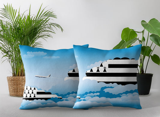 Brittany World Airplane Day Clouds Square & Rectangle Pillow Cases | Aviation Decorative Pillow Covers