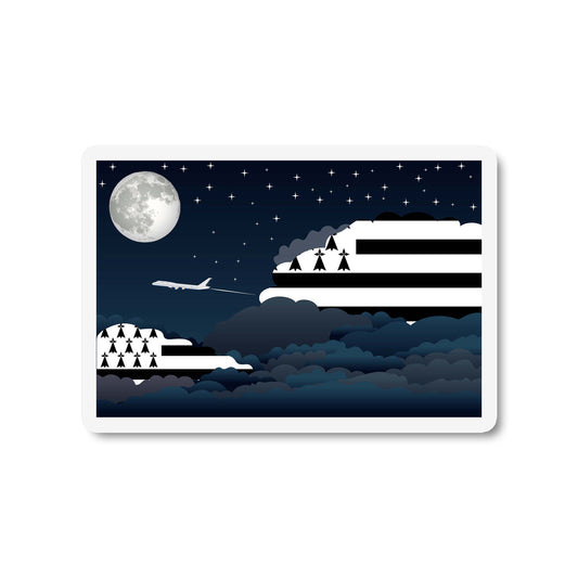 Brittany Airplane Night Clouds Sticker & Magnet