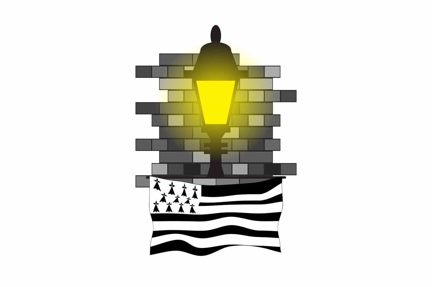 Brittany Town Street Lamp Bricks Sticker & Magnet
