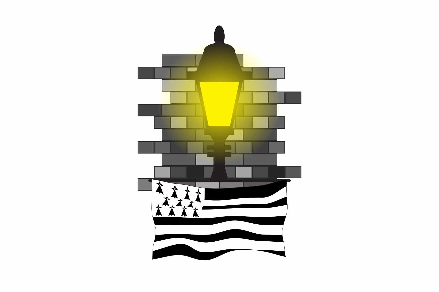 Brittany Town Street Lamp Bricks Sticker & Magnet