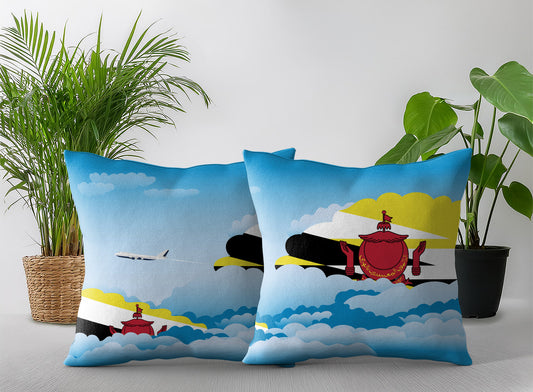 Brunei World Airplane Day Clouds Square & Rectangle Pillow Cases | Aviation Decorative Pillow Covers