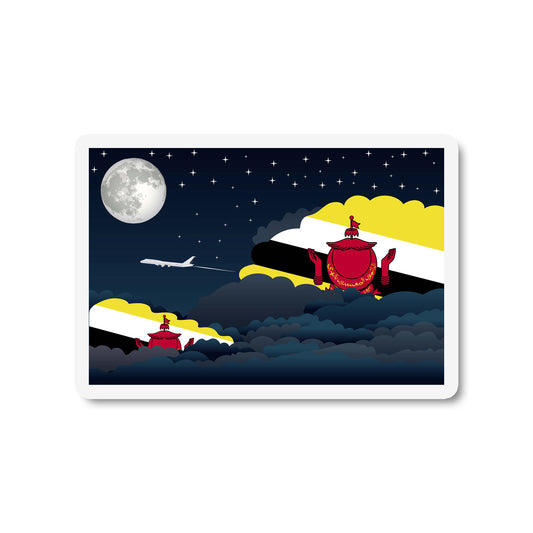 Brunei Airplane Night Clouds Sticker & Magnet