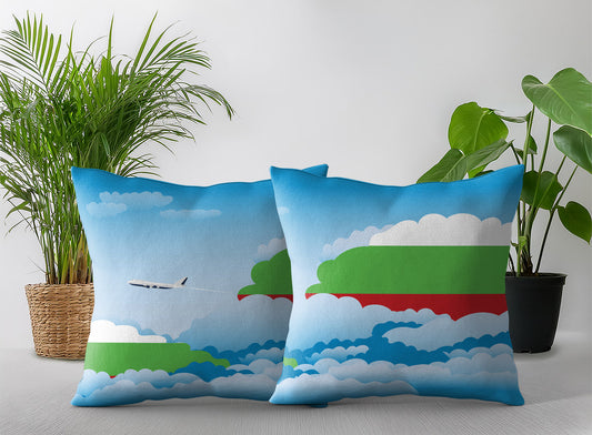 Bulgaria World Airplane Day Clouds Square & Rectangle Pillow Cases | Aviation Decorative Pillow Covers