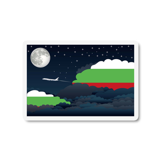 Bulgaria Airplane Night Clouds Sticker & Magnet