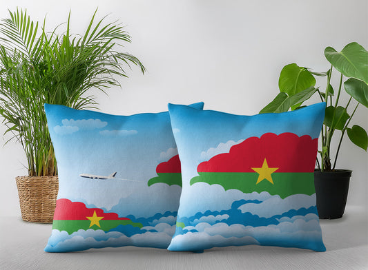 Burkina Faso World Airplane Day Clouds Square & Rectangle Pillow Cases | Aviation Decorative Pillow Covers